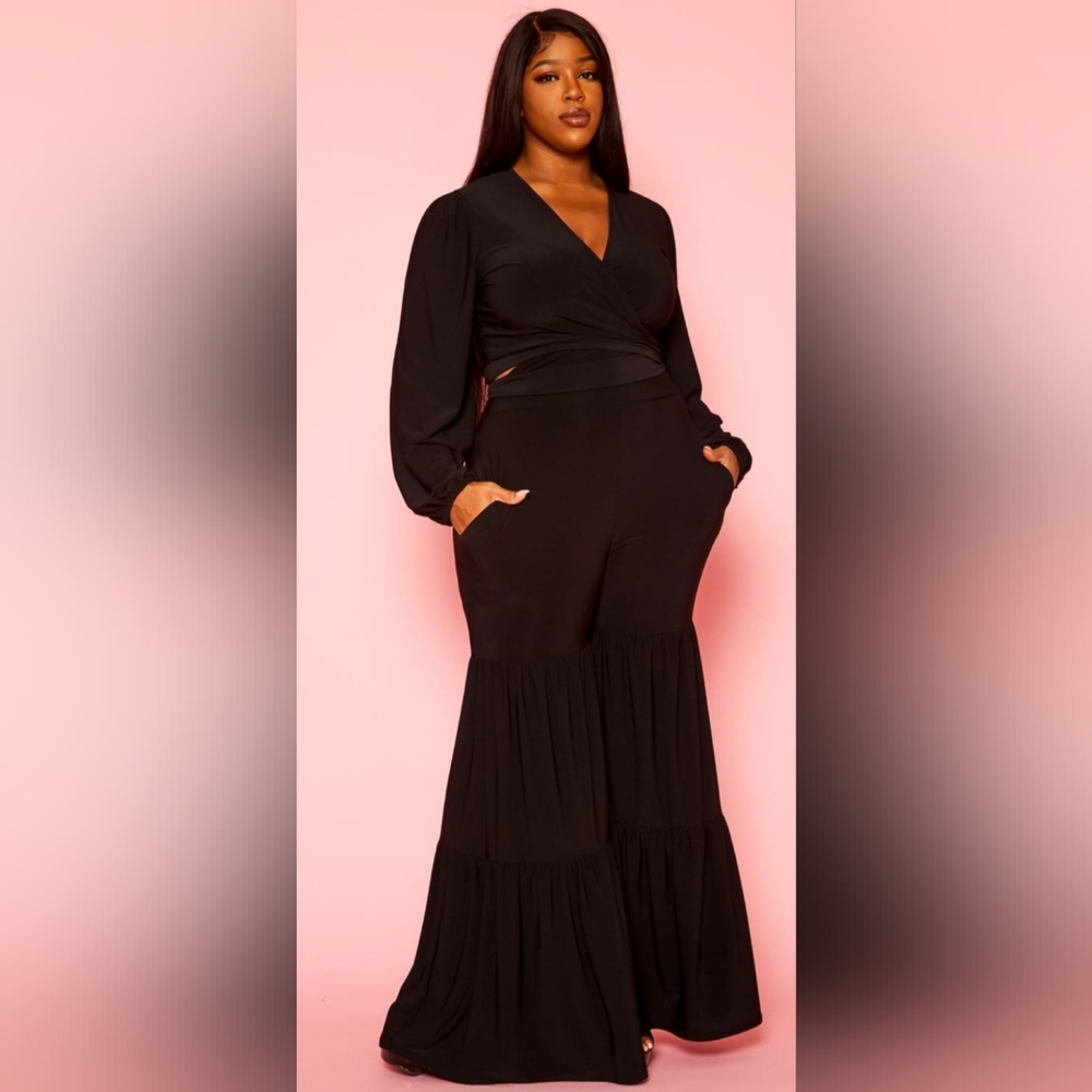 2 pc bell bottom black set